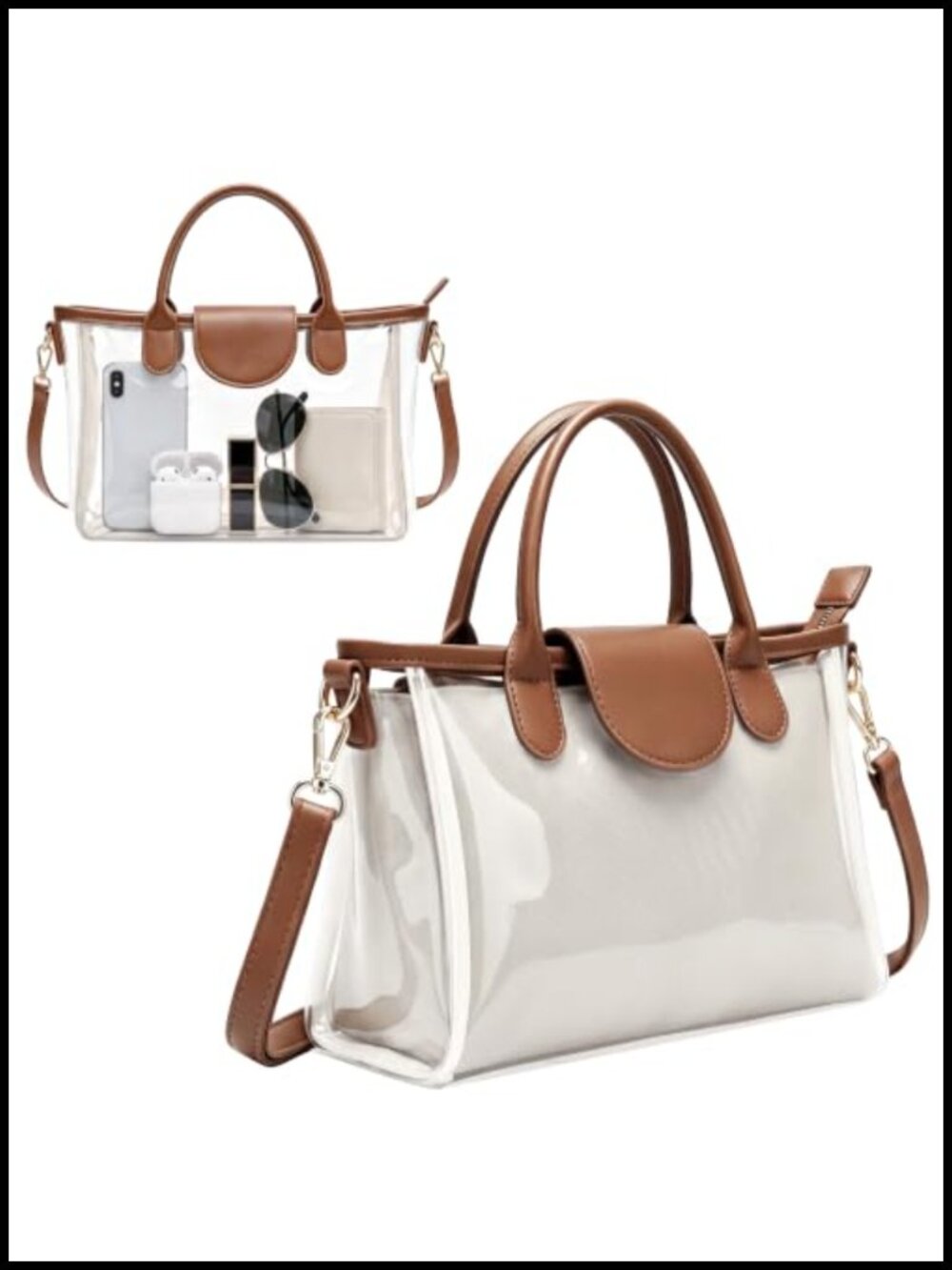 Clear Crossbody Bag with Removable Liner & Adjustable Strap